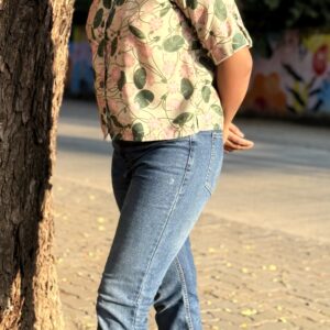 Green Pichwai Crop Shirt